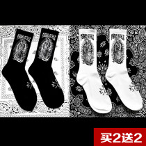 New mid-tube socks high-top European and American street ins trend hip-hop tide socks letter sports skateboarding hip-hop long socks