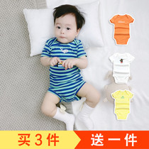Baby Summer Clothing One-piece Clothing Newborn Pure Cotton Bag Fart Clothes Thin to wear male and female baby Short sleeves Triangle Harvest