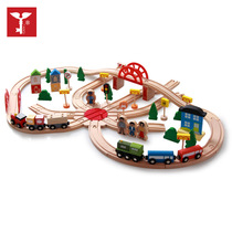 Childrens puzzle 120 wooden track toy wooden small train suit over home Puzzle Beech Wood