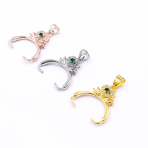 Transfer Beads pendant empty holder 925 sterling silver pendant buckle jade pendant diy accessories Pearl beeswax Jade round beads