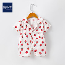 Babys summer conjunction clothes babys nightclothes short sleeve hazzard 1 - 9 months light breathable climb 3 cute home clothes