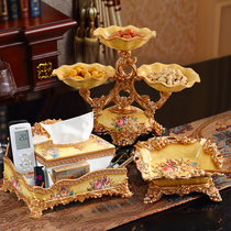 European-style fruit plate three-piece living room household coffee table snack plate multi-function creative grid dried fruit plate large