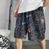 Shorts mens tide loose casual trend wild Doraemon full print summer thin casual five-point pants womens Tide brand