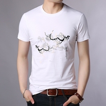 2021 autumn new casual thin short sleeve t-shirt young men slim round neck shirt print T-shirt men