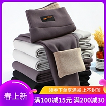 Japanese pure cotton beating underpants female autumn winter plus velvet gush outside wearing high waist to warm and warm tight and thin elastic pants thick