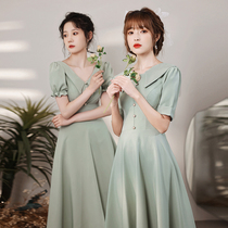 Green bridesmaid 2021 new autumn niche senior French sister Group dress