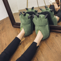 Funny claws cotton slippers womens bags with warm home cotton slippers mens winter cute animals cartoon cotton slippers