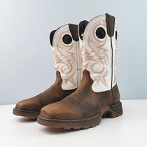 New western cowboy boots white color mens boots riding boots pedal sleeve cowhide square head