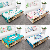Fresh Nordic style living room tea table cloth thickened cotton linen waterproof rectangular cover double pocket table cloth