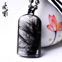 Three Yuan treasure black crystal no matter brand pendant mens necklace womens jewelry Black crystal rough necklace pendant gift HF528