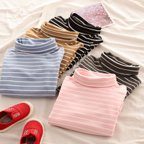 Childrens high collar base shirt girls autumn and winter warm long sleeve T-shirt