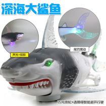 Light music projection Swimming slide Electric big shark simulation model Animal Childrens toys 1-2 weeks 3 years old