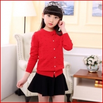 Dress 96 girl child knit year 7 sweater children open thin summer mid-summer style foreign air autumn jersey clothes little girls coat 8