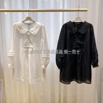 Love Beauty Mommy Fall black and white Two-color light and light shiny silk cotton pregnant woman with a long shirt