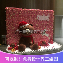 Shopping mall soft installation beautiful Chen design rose flower wall simulation plant wall Sales Center Photo Wall photo background wall