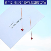 S925 pure silver ultra-fairy-loving earline female Korean version of the simple web Red Mini Fairy inlaid drilling ear chain Seven New Years Eve