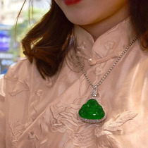 Longyu culture jade stone Buddhas original Myanmar emerald pendant female translucent material pendant Buddha Gong Guanyin necklace jade Buddha pendant