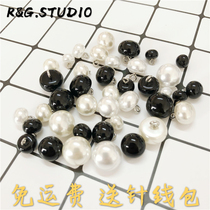 A high-gloss steamed bun bead bread pearl button sweater pearl button Copper foot oval semicircular pearl buckle