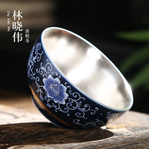 999 sterling silver tea cup kiln change Tianmu tea cup kung fu tea set gilt Master Cup Single Cup Jianzhan tea bowl home