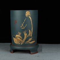 Lixing Purple Sand Special Price Clear Barn Cylindrical Bonsai Balcony Monarch Blue Gondola Flower Pot Green Loo Multimeat Green Planting Ceramic Basin