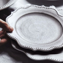 Day Style Ceramic Cutlery Home Bowl Dish Suit Flat Pan Creative Nordic Retro Western Dining Tray Soup Pan Tray