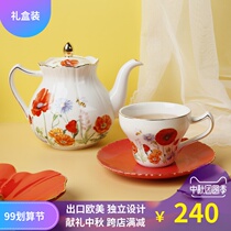 Exquisite Poppy Flower Teapot Afternoon Tea Pastoral Style English Tea House Newlyweds Birthday Gift Box