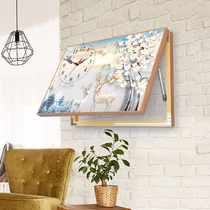 Electric meter box decorative painting can be pushed and pulled the clock to block the electric gate box simple modern Nordic living room without punching