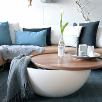 Modern minimalist baking lacquered round small family type storage tea table creative multifunctional tempered glass large bowl