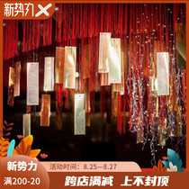  Mirror pendant Rectangular sequins Wedding sky ceiling pendant Shopping mall window stage background Wedding room pendant