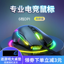 Gaming machine wired mouse Dedicated computer professional CF eat chicken lol mouse RGB streamer notebook Home Internet cafe Desktop office universal male and female students Simple and durable