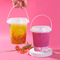 Thickened injection 1000ml portable milk tea bucket disposable fruit tea cup Net Red commercial book also plastic packing Cup