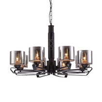 Hong Kong style light luxury living room chandelier black glass cover export leather lamp Post-modern light luxury bedroom lamp 2019