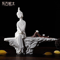 Oriental clay Dehua white porcelain sculpture artwork Ceramic Zen decorative ornaments Hi shang mei D46-129