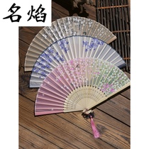 Chinese style fan folding fan ancient style womens summer portable folding children classical Hanfu hollow dance fan