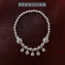  S925 sterling silver bracelet Transfer bell bracelet Pisces palace bell female student kissing fish ancient style simple silver bead bracelet