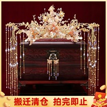 Bride Xiuhe Headdress 2021 New Chinese Golden Liquid Flower Phoenix Crown Wedding Wedding Xiuhe Clothing Hair Accessories Qianying