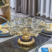 Light luxury gold crystal glass fruit plate European style American home living room coffee table tall decoration fruit basket decoration