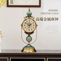 American retro table clock Table clock Living room home clock desktop desktop clock European decorative sitting clock pendulum