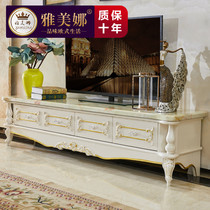  European-style marble TV cabinet coffee table combination living room solid wood light luxury coffee table large household high-end American household