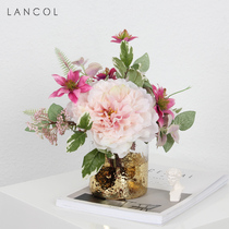 Lancol American Emulation Flower Suit Pink Hand Touted Bouquet Living-room Table Placement Flower Decoration Photography Fake Flowers