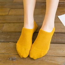 Boat socks women Spring Summer cotton socks socks summer silicone non-slip invisible socks solid color double needle Sun socks