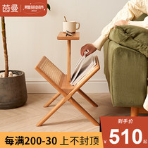 Solid wooden bookshelf cherry wooden drawing shelf landing paper shelf storage rack Press shelf Living room corner