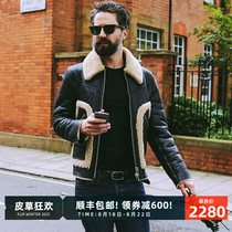  GG LIMITED Haining fur one-piece mens leather jacket short winter thickened leather fur jacket Europe and the United States