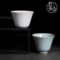 Ru kiln kung fu tea set small tea cup open Piece Tea Bowl Cup Cup Cup Cup cup pure handmade ceramic master Cup Cup Cup Cup