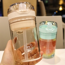 Plastic Cup with straw plastic cup adult pregnant woman duckbill Cup hipster student portable storage Cup cute art Cup