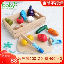 Boby children cut fruit toys wooden vegetables cut to see boys and girls play house kitchen non-magnetic cut music