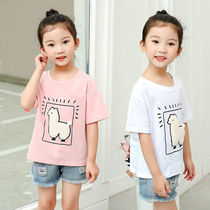 15 months girl summer clothes Korean girls short-sleeved 2021 spring and summer new student clothes cartoon cute lamb