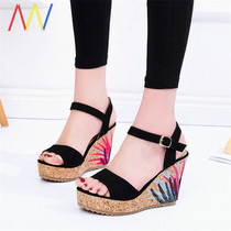 2019fashion women sexy shoes High heels wedge sandals casual