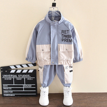 Childrens clothing Boys spring suit 2021 spring and autumn new handsome foreign style male baby Korean version of the two-piece set of childrens clothes tide