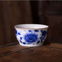 Jingdezhen ceramic glaze color texture elegant tea cup elegant blue and white porcelain quality small tea cup